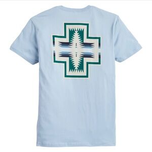 Pendleton Tee shirt turquoise‎ light blue Native Men's Short Sleeve Harding